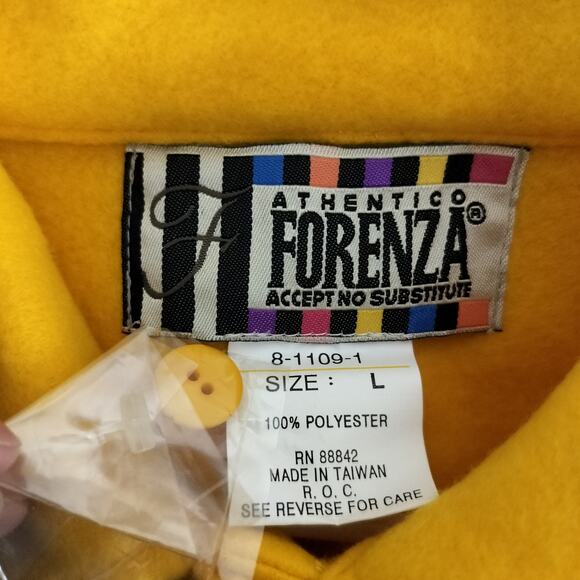 4370)Vintage 90s Authentic Forenza Large Solid Yellow Button Down Fleece Jacket - Picture 8 of 9